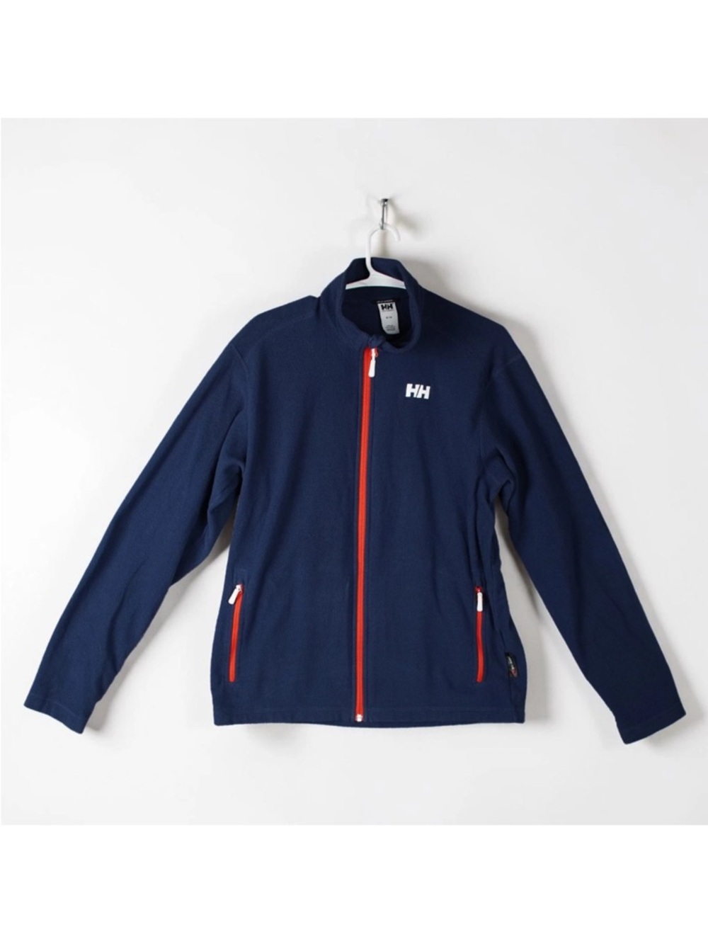 Helly Hansen Fleece Jacket Men Medium Navy Blue Full Zip Polartec Zip Pockets
